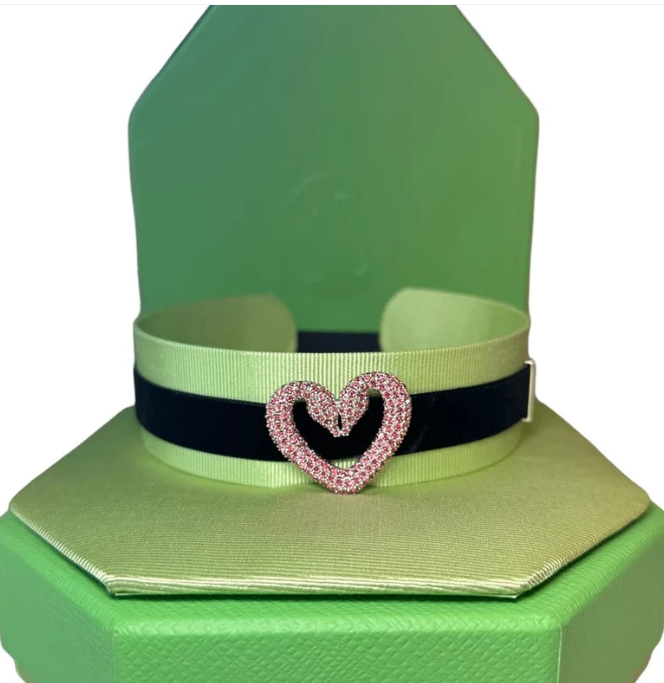 Swarovski Una choker Swan Heart, Pink, Rhodium plated Choker Necklace