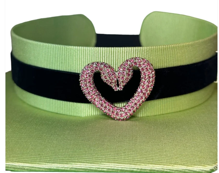 Swarovski Una choker Swan Heart, Pink, Rhodium plated Choker Necklace