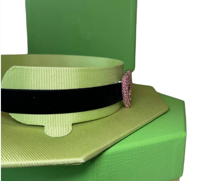 Swarovski Una choker Swan Heart, Pink, Rhodium plated Choker Necklace