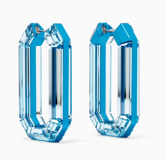 SwarovskiLucent Crystal Octagon Hoops in Rhodium-plated Metal