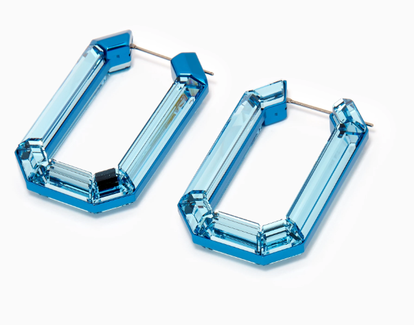 SwarovskiLucent Crystal Octagon Hoops in Rhodium-plated Metal