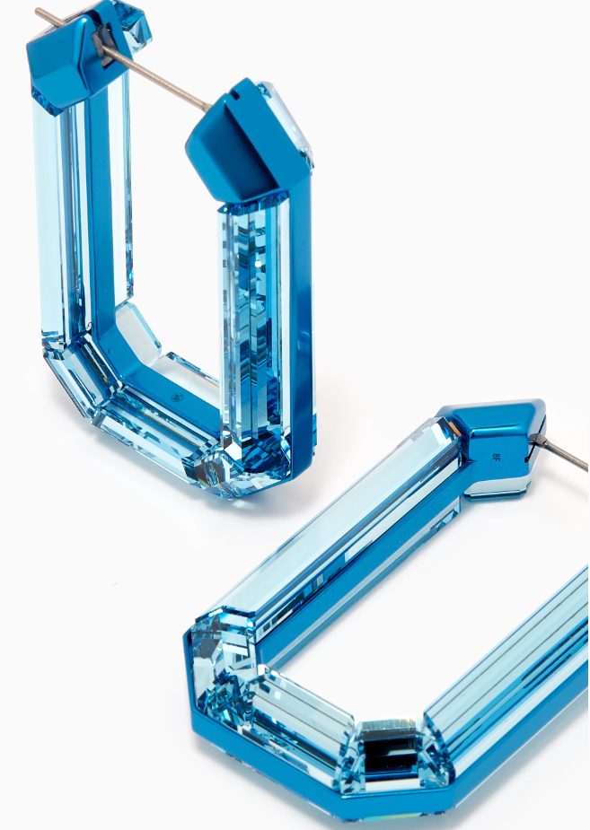 SwarovskiLucent Crystal Octagon Hoops in Rhodium-plated Metal