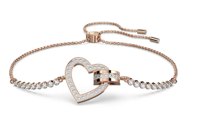 Lovely braceletHeart, White, Rose gold-tone plated