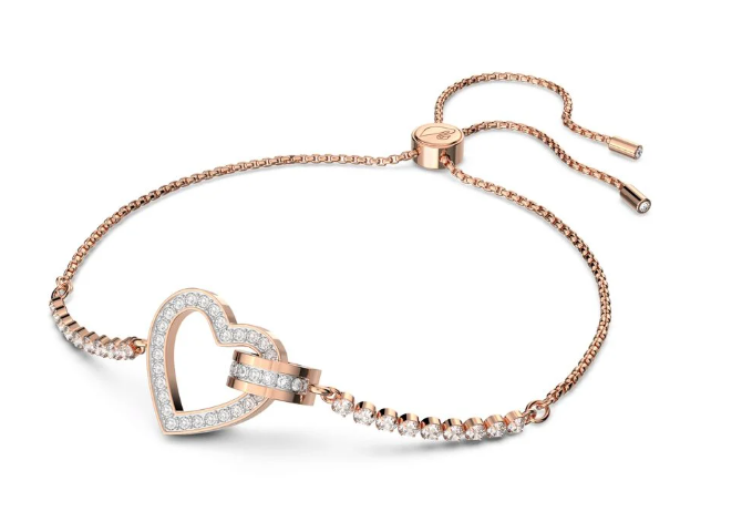 Lovely braceletHeart, White, Rose gold-tone plated