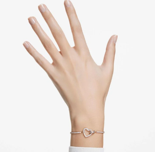 Lovely braceletHeart, White, Rose gold-tone plated
