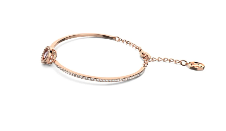 Swarovski Sparkling Dance bangleRound cut, Purple, Rose gold-tone plated