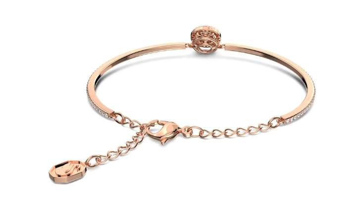 Swarovski Sparkling Dance bangleRound cut, Purple, Rose gold-tone plated