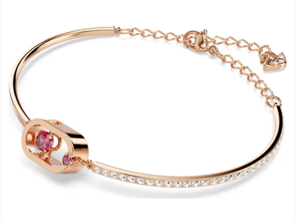 Swarovski JewelleryUna Bracelet, Round Cut, Oval Shape, Red, Rose Gold Tone Plated