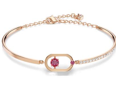 Swarovski JewelleryUna Bracelet, Round Cut, Oval Shape, Red, Rose Gold Tone Plated