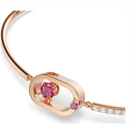 Swarovski JewelleryUna Bracelet, Round Cut, Oval Shape, Red, Rose Gold Tone Plated