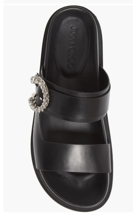 jimmy chooMarga Crystal Buckle Flat Sandal