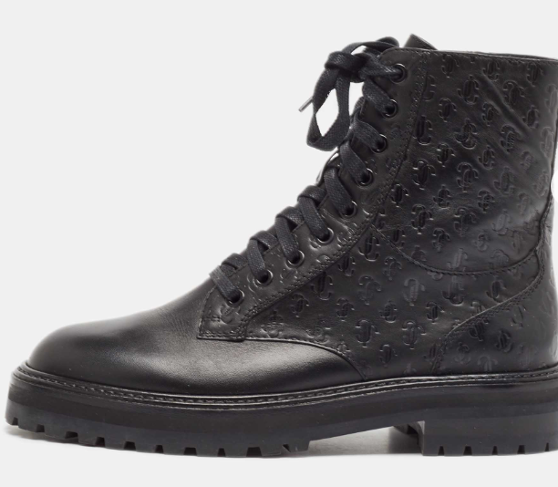 jimmy choo Jimmy Choo Black Leather Cora Combat Boots