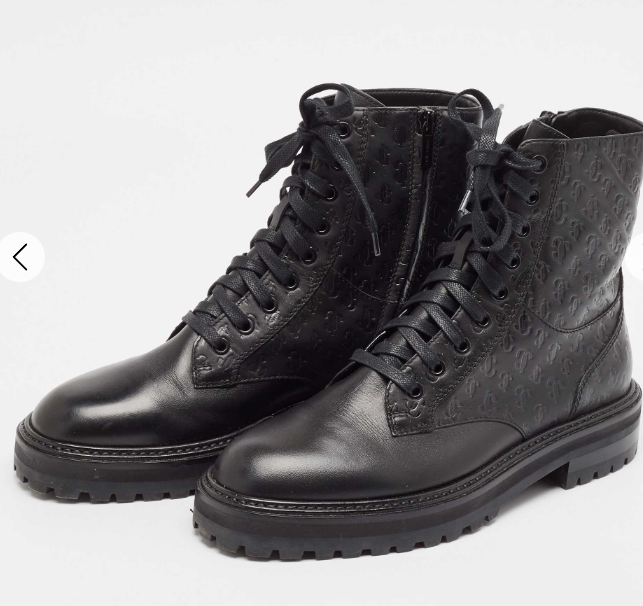 jimmy choo Jimmy Choo Black Leather Cora Combat Boots