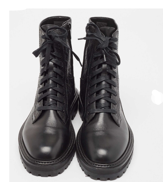 jimmy choo Jimmy Choo Black Leather Cora Combat Boots