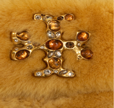 Tory BurchYellow Shearling Jewelled Sliders