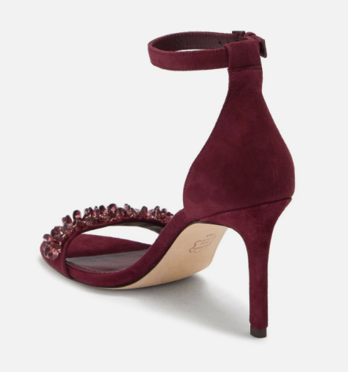 Tory BurchLogan Suede Ankle Strap Sandal BEAD WINE SUEDE