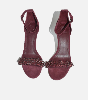Tory BurchLogan Suede Ankle Strap Sandal BEAD WINE SUEDE