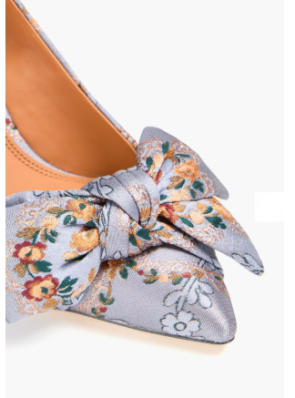 "TORY BURCH Bow-detailed brocade pumps"