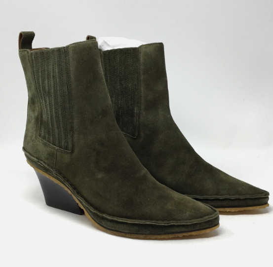 Tory Burch Lila Heeled Ankle Boot Nat Suede Color Olive
