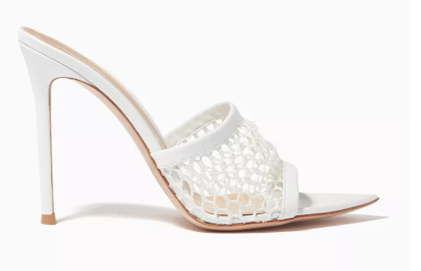 Gianvito Rossi Beige Leather and Mesh Alisia Slide Sandals