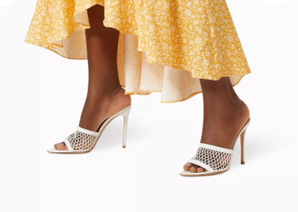 Gianvito Rossi Beige Leather and Mesh Alisia Slide Sandals