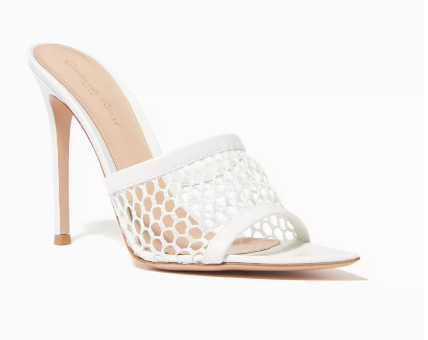 Gianvito Rossi Beige Leather and Mesh Alisia Slide Sandals