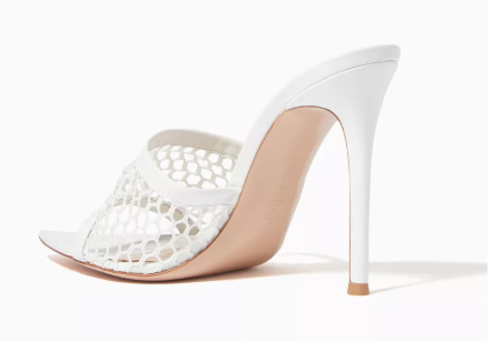 Gianvito Rossi Beige Leather and Mesh Alisia Slide Sandals
