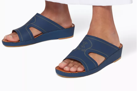 Private Collection  Navy Calfskin Arca Laserato Sandals