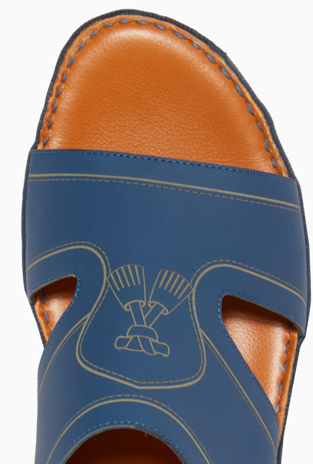 Private Collection  Navy Calfskin Arca Laserato Sandals