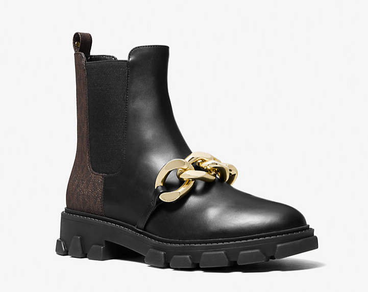 Michael Kors Scarlett Embellished Leather and Logo Boot
