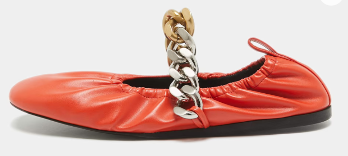"Stella McCartney Stella McCartney Orange Faux Leather Falabella Soft Ballet"