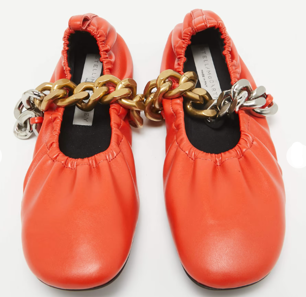 "Stella McCartney Stella McCartney Orange Faux Leather Falabella Soft Ballet"