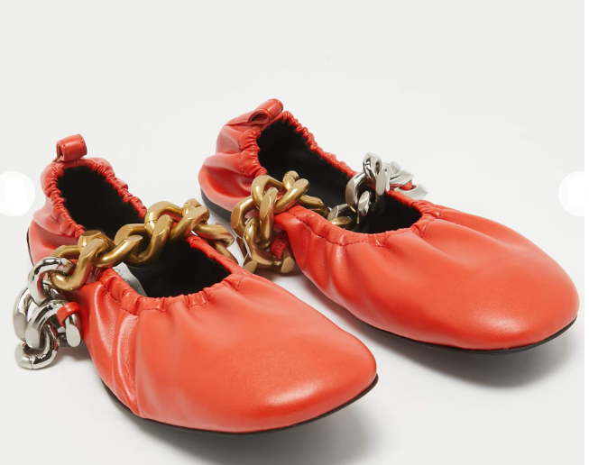 "Stella McCartney Stella McCartney Orange Faux Leather Falabella Soft Ballet"
