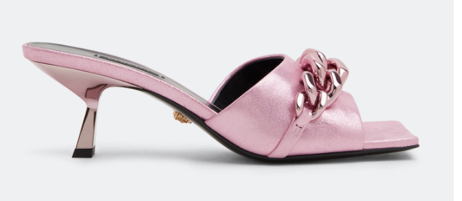 "Versace Medusa chain mid-heel mules"