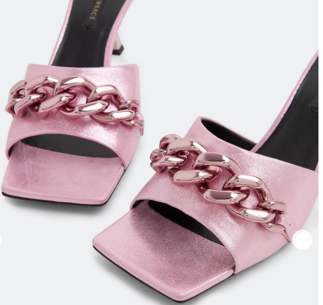 "Versace Medusa chain mid-heel mules"