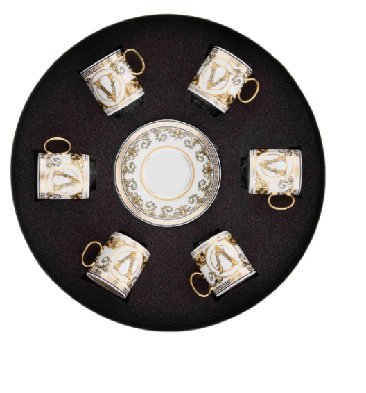 "Versace Virtus Gala espresso cup and saucers"