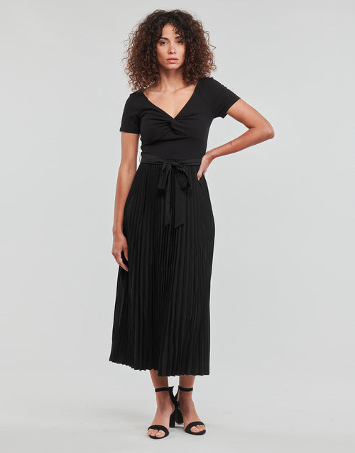 Faux Leather Pleated Dress