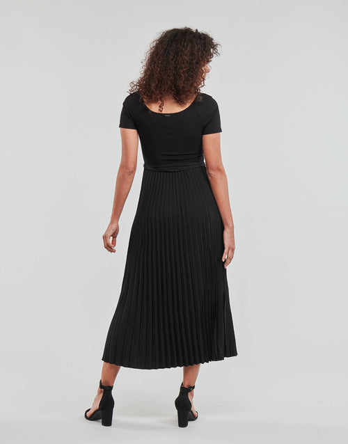 Faux Leather Pleated Dress
