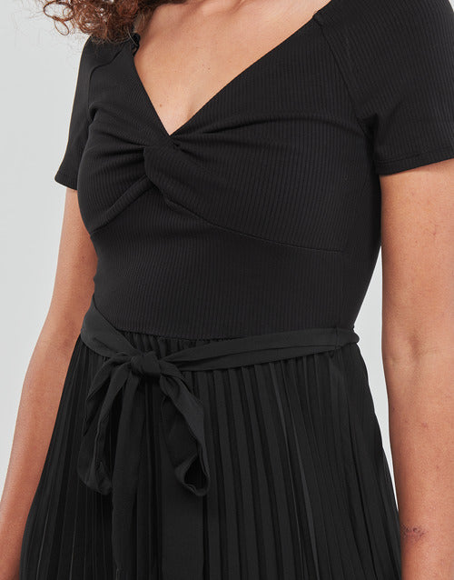 Faux Leather Pleated Dress
