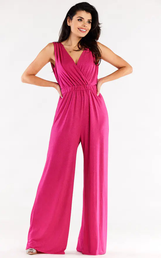 Party Jumpsuit With Wide Leg In Pink