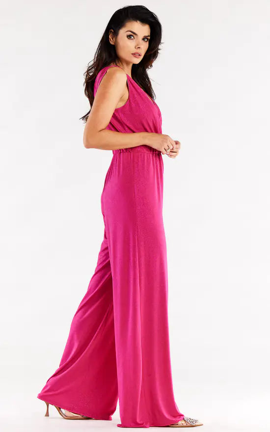 Party Jumpsuit With Wide Leg In Pink