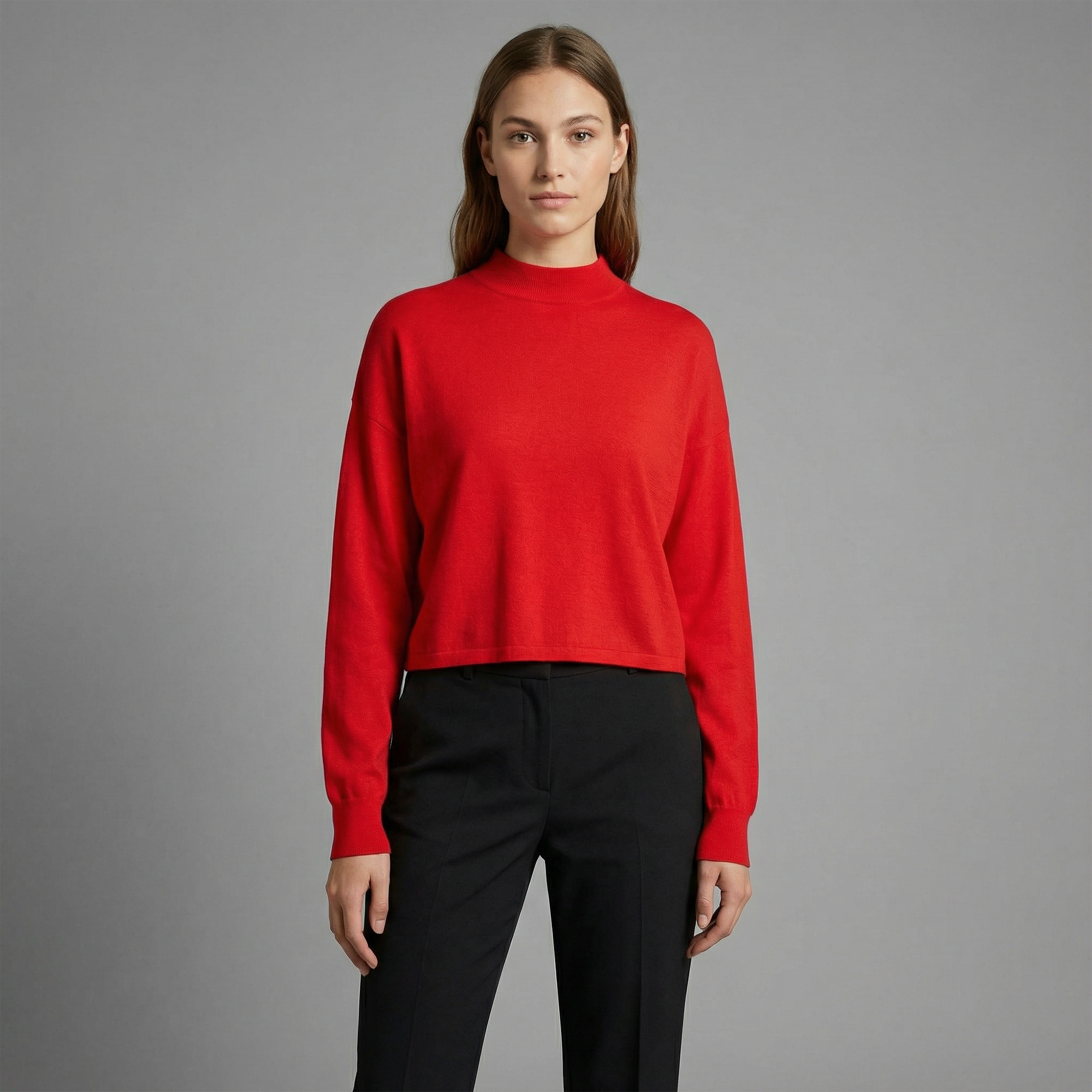 Damen Oversized Strickpullover mit Stehkragen Modell 'MATHISA' in rot