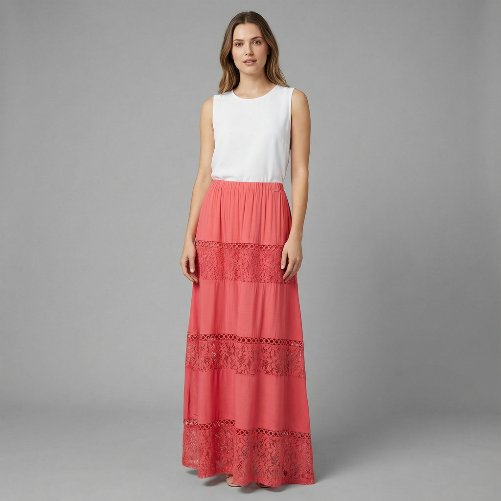 Ursula Lace-Trim Maxi Skirt