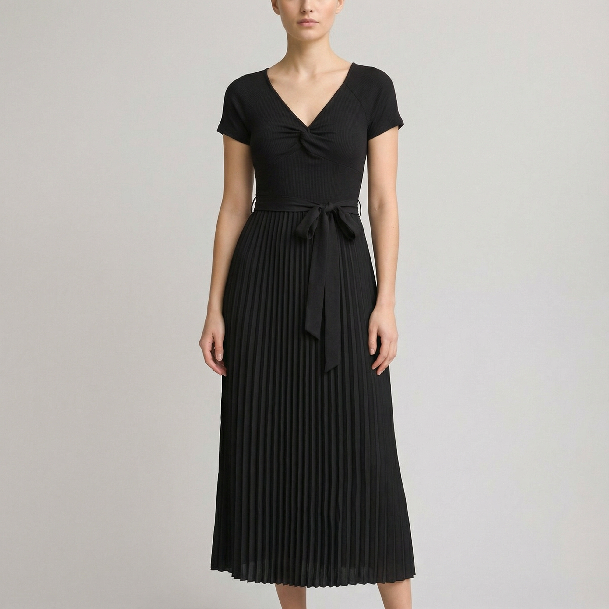Faux Leather Pleated Dress