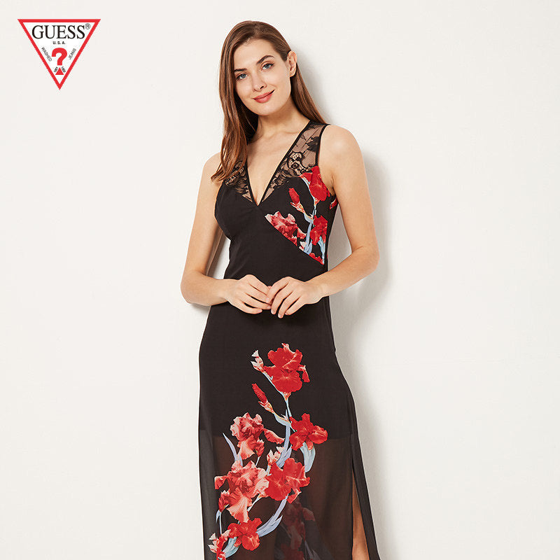 Women Dress Think Ladies Lace Splicing Fashion Floral Dresses