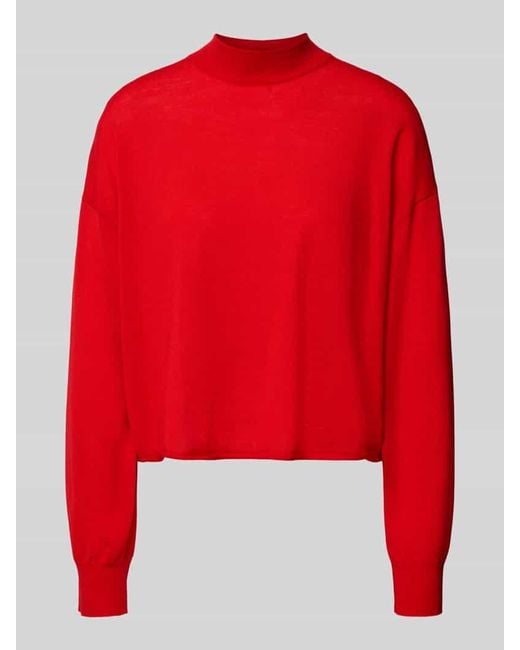 Damen Oversized Strickpullover mit Stehkragen Modell 'MATHISA' in rot