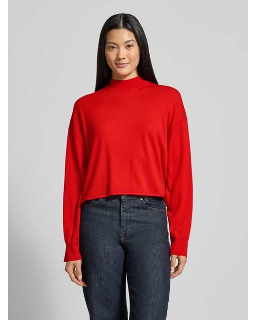 Damen Oversized Strickpullover mit Stehkragen Modell 'MATHISA' in rot