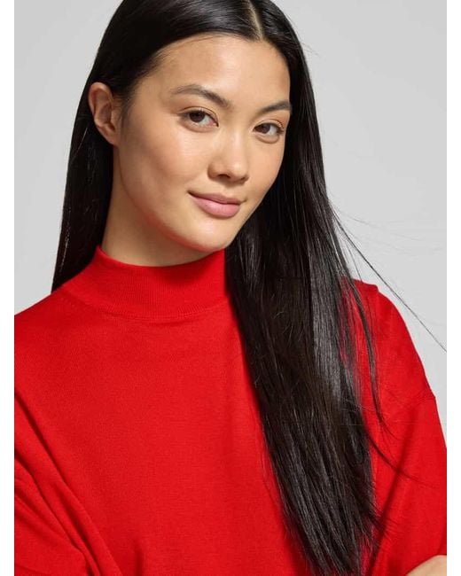 Damen Oversized Strickpullover mit Stehkragen Modell 'MATHISA' in rot