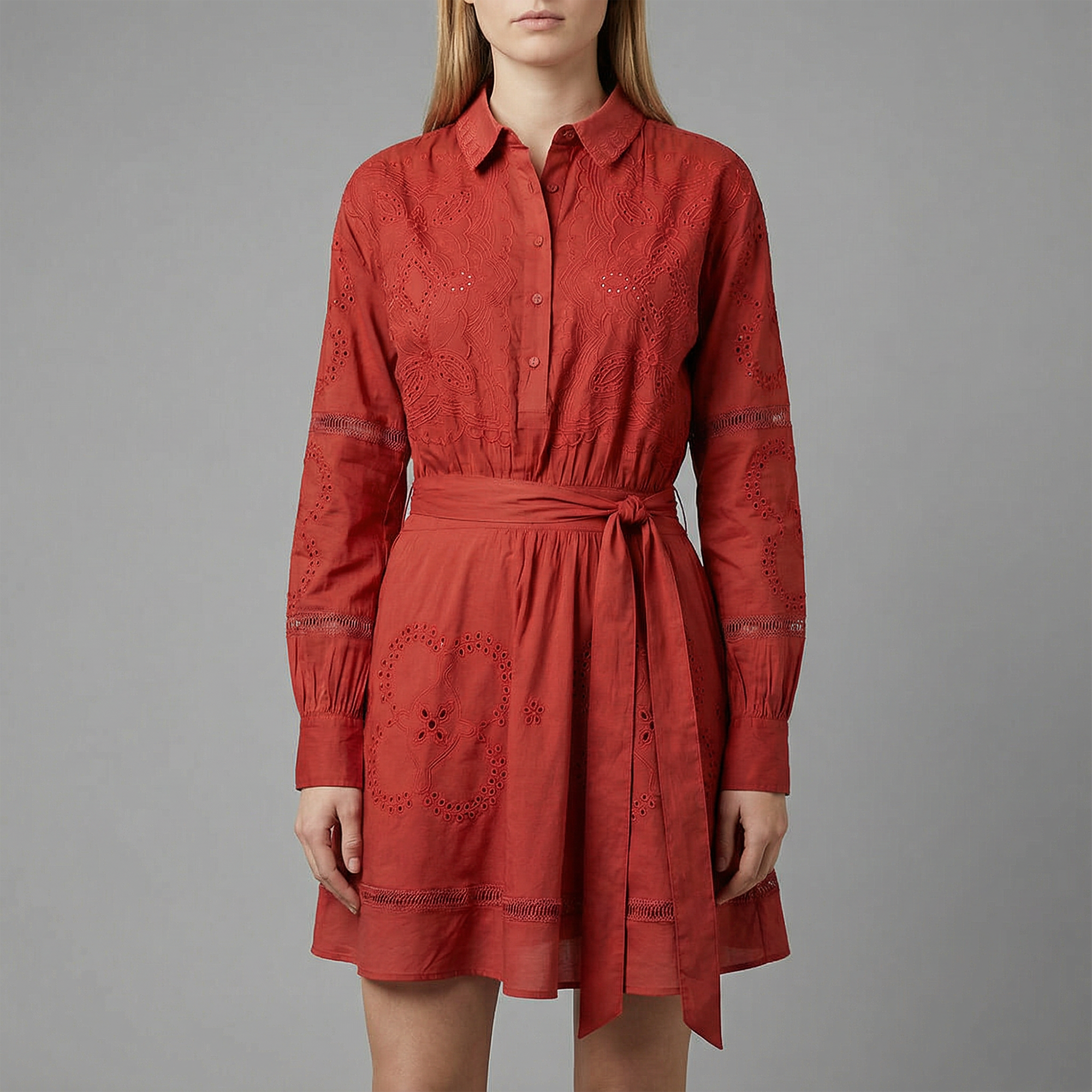 Collared Long Sleeves Dress