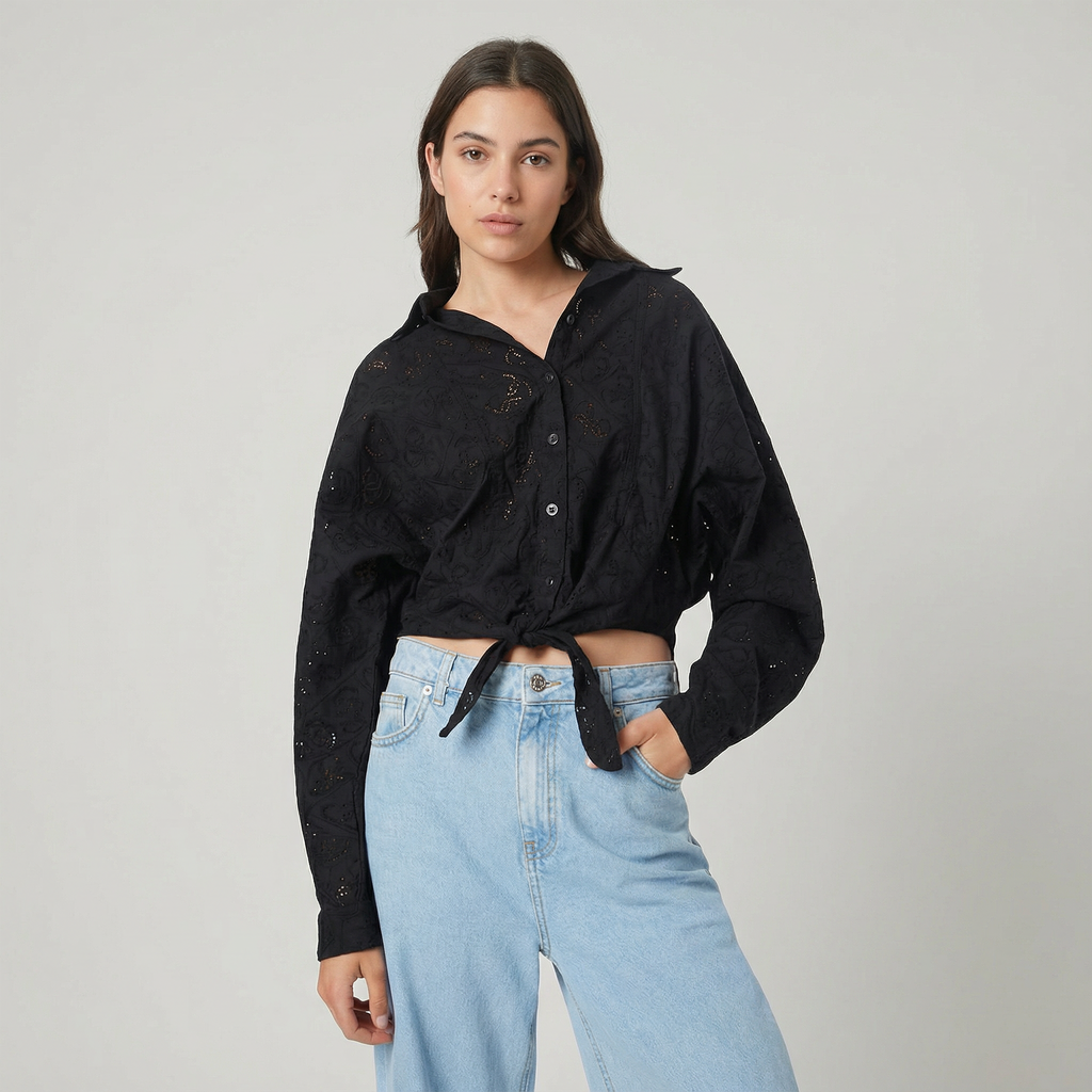 Camasa dama, GUESS, Bumbac, Negru